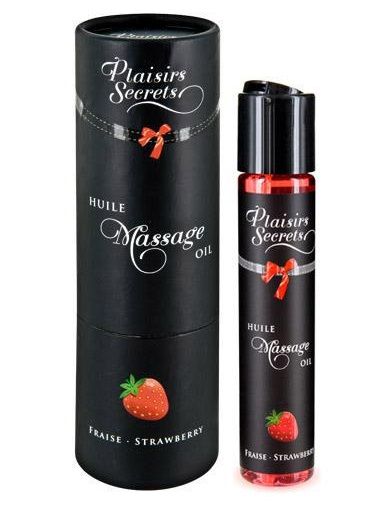 Массажное масло с ароматом клубники Huile de Massage Gourmande Fraise des Bois - 59 мл. - Plaisir Secret - купить с доставкой в Туле