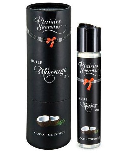 Массажное масло с ароматом кокоса Huile de Massage Gourmande Coco - 59 мл. - Plaisir Secret - купить с доставкой в Туле