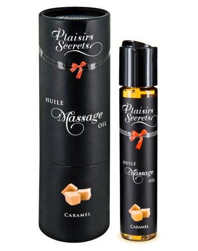 Массажное масло с ароматом карамели Huile de Massage Gourmande Caramel - 59 мл. - Plaisir Secret - купить с доставкой в Туле