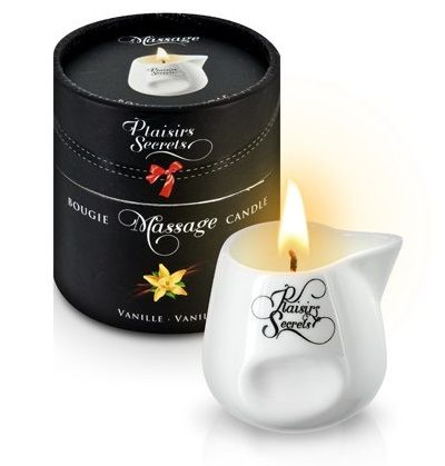 Массажная свеча с ароматом ванили Bougie Massage Gourmande Vanille - 80 мл. - Plaisir Secret - купить с доставкой в Туле