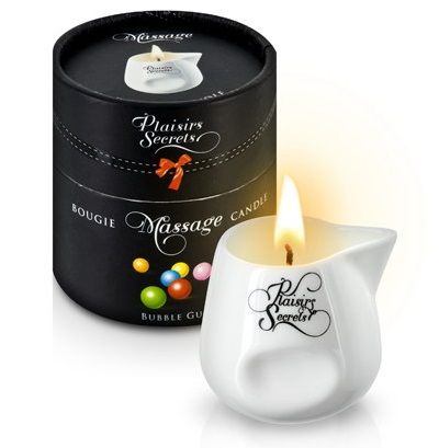 Массажная свеча с ароматом бубль-гума Bougie de Massage Gourmande Bubble Gum - 80 мл. - Plaisir Secret - купить с доставкой в Туле