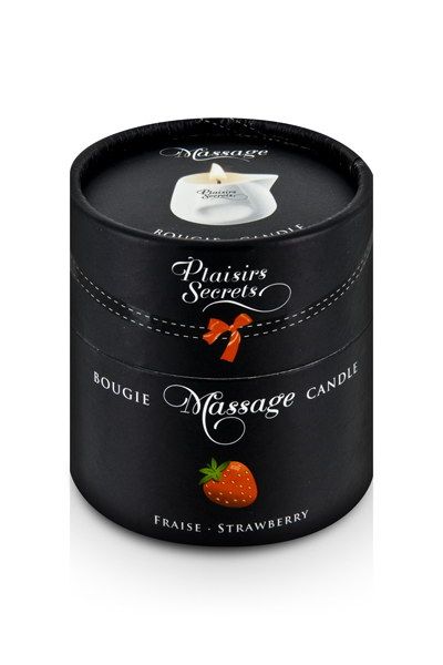 Массажная свеча с ароматом клубники Bougie de Massage Gourmande Fraise - 80 мл. - Plaisir Secret - купить с доставкой в Туле