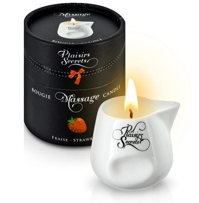 Массажная свеча с ароматом клубники Bougie de Massage Gourmande Fraise - 80 мл. - Plaisir Secret - купить с доставкой в Туле