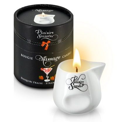 Массажная свеча с ароматом клубничного дайкири Bougie de Massage Daikiri Fraise - 80 мл. - Plaisir Secret - купить с доставкой в Туле