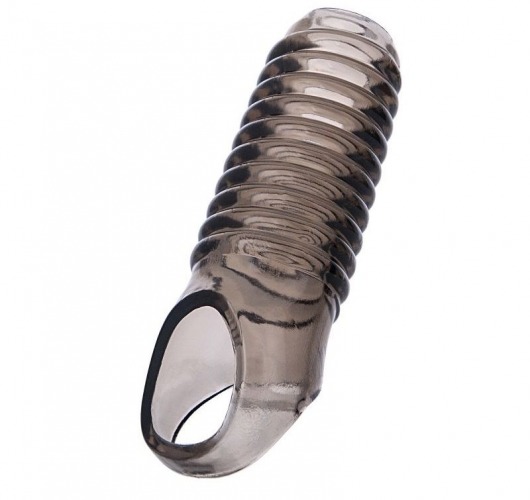 Дымчатая насадка с рёбрышками и подхватом мошонки ToyFa XLover - 12,5 см. - ToyFa - в Туле купить с доставкой