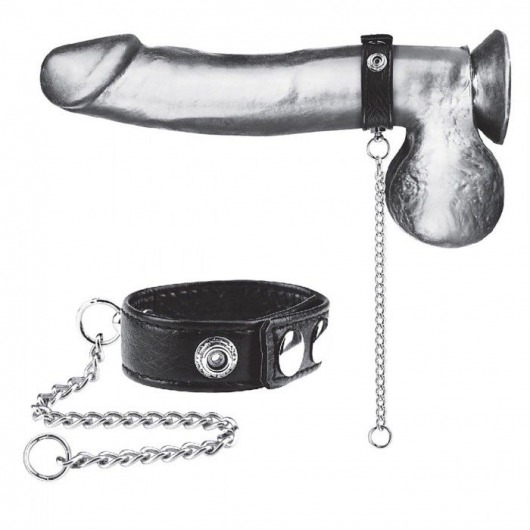 Утяжка на пенис с поводком Snap Cock Ring With 12  Leash - BlueLine - купить с доставкой в Туле