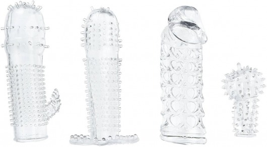 Набор из 4 насадок на член Pleasured Penis Enhancement Sleeve 4 Pack - XR Brands - в Туле купить с доставкой