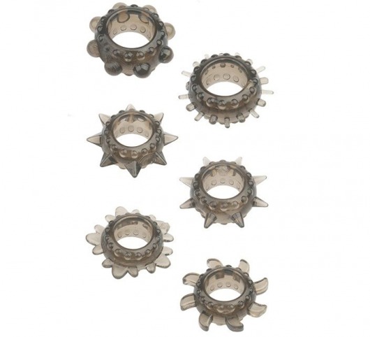 Набор из 6 дымчатых эрекционных колец MENZSTUFF 6PC STRECHEABLE RING SET - Dream Toys - в Туле купить с доставкой