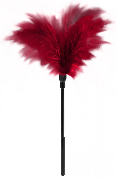 Пластиковая метелочка с красными пёрышками Small Feather Tickler - 32 см. - Blush Novelties - купить с доставкой в Туле