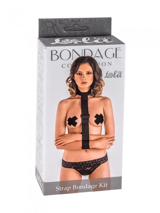 Ошейник с длинной лентой и наручниками Strap Bondage Kit Plus Size - Lola Games - купить с доставкой в Туле