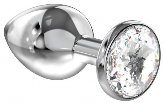 Большая серебристая анальная пробка Diamond Clear Sparkle Large с прозрачным кристаллом - 8 см. - Lola Games - купить с доставкой в Туле