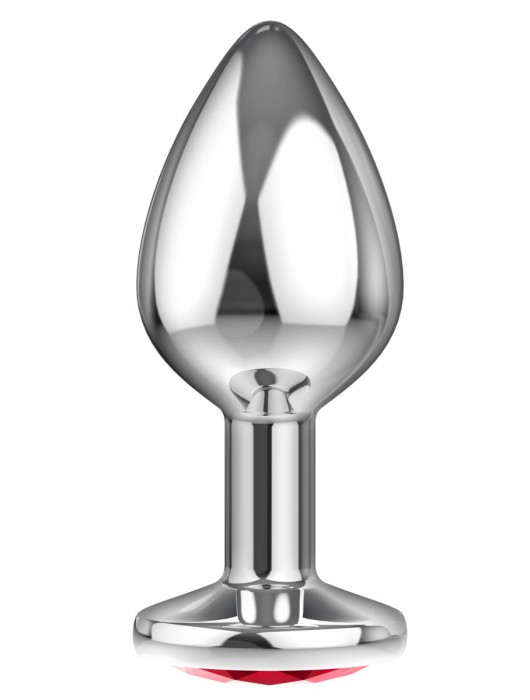 Большая серебристая анальная пробка Diamond Red Sparkle Large с красным кристаллом - 8 см. - Lola Games - купить с доставкой в Туле