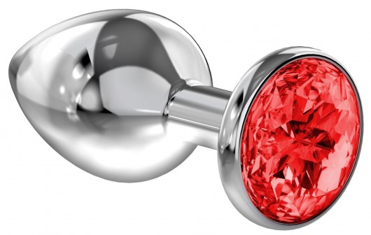 Большая серебристая анальная пробка Diamond Red Sparkle Large с красным кристаллом - 8 см. - Lola Games - купить с доставкой в Туле