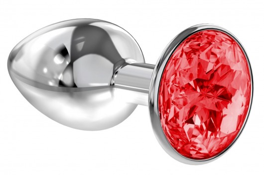 Малая серебристая анальная пробка Diamond Red Sparkle Small с красным кристаллом - 7 см. - Lola Games - купить с доставкой в Туле