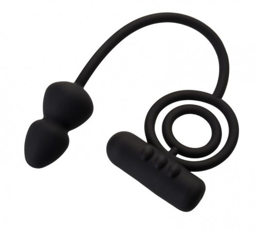 Чёрное эрекционное кольцо с вибропулькой и анальным хвостом - Erotist Adult Toys - в Туле купить с доставкой