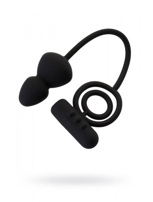 Чёрное эрекционное кольцо с вибростимулятором и анальным хвостом - Erotist Adult Toys - в Туле купить с доставкой
