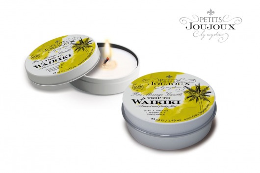 Массажная свеча Petits Joujoux Waikiki Beach с ароматом кокоса и ананаса - 33 гр. - MyStim - купить с доставкой в Туле
