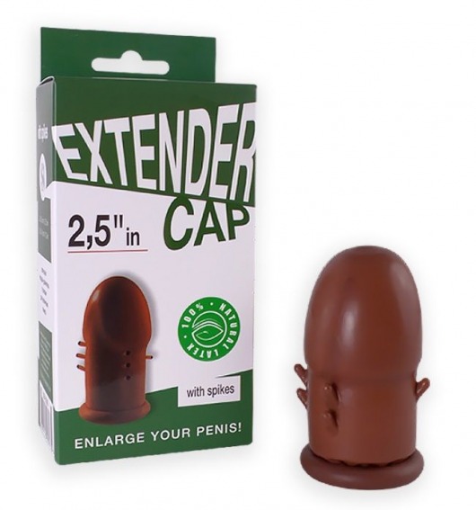 Коричневый латексный удлинитель пениса 2.5 in с шипиками - Sitabella - в Туле купить с доставкой