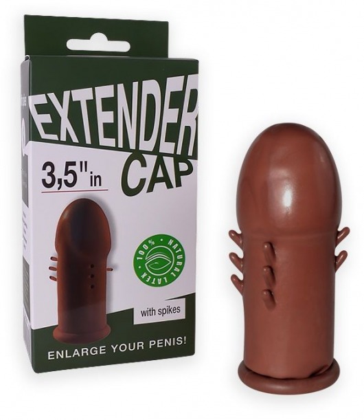 Коричневый латексный удлинитель пениса 3.5 in с шипиками - Sitabella - в Туле купить с доставкой