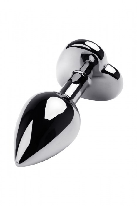 Серебристая анальная пробка с прозрачным кристаллом-сердцем - 8 см. - ToyFa - купить с доставкой в Туле
