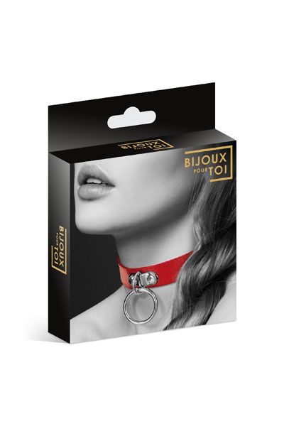 Красный узенький чокер с кольцом - Bijoux Pour Toi - купить с доставкой в Туле