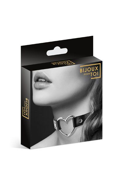 Чёрный чокер с кольцом в форме сердца - Bijoux Pour Toi - купить с доставкой в Туле