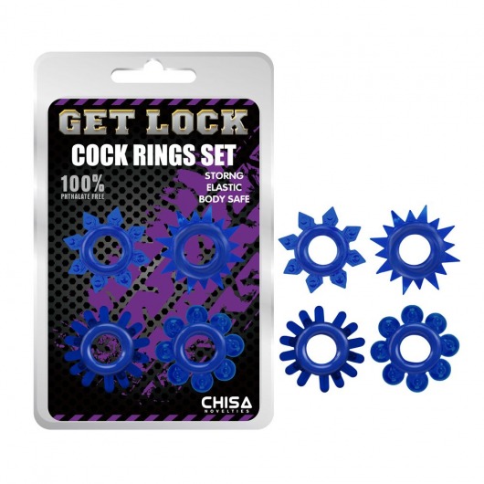 Набор из 4 синих колец Get Lock - Chisa - в Туле купить с доставкой