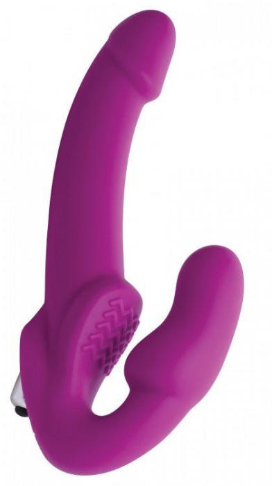 Ярко-розовый безремневой вибрострапон Evoke Vibrating Strapless Silicone Strap-on Dildo - XR Brands - купить с доставкой в Туле