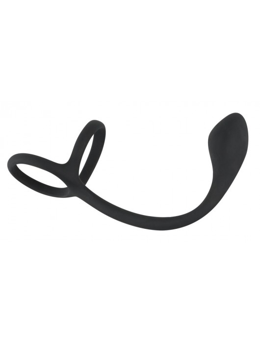 Эрекционное кольцо с утяжкой на мошонку и анальным плаг Black Velvets - Orion - в Туле купить с доставкой