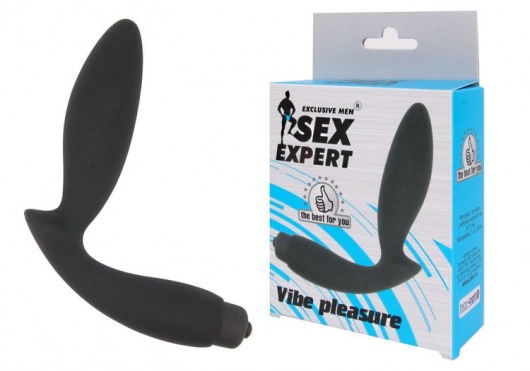 Чёрный вибростимулятор простаты Sex Expert Vibe Pleasure - Sex Expert - в Туле купить с доставкой