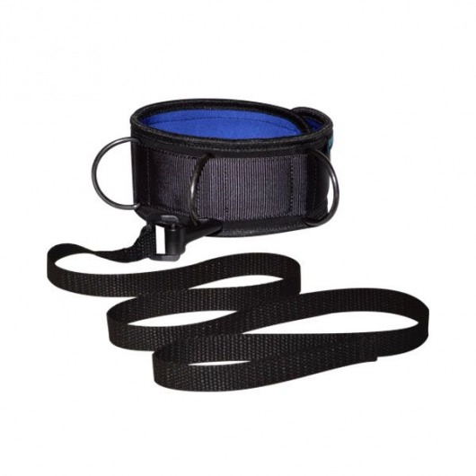 Чёрно-синий неопреновый ошейник с поводком - Sitabella - купить с доставкой в Туле