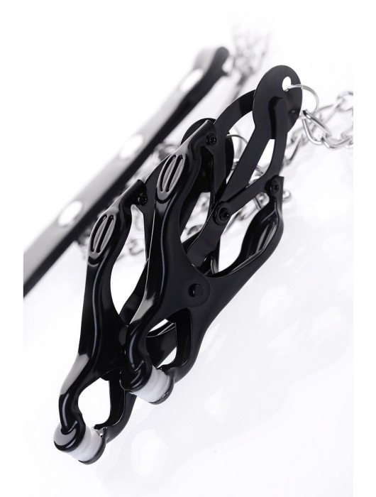 Черно-серебристые зажимы для сосков с кольцом для пениса TOYFA Metal - ToyFa - купить с доставкой в Туле