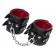 Черные кожаные наручники с двумя ремнями и красной подкладкой - Pecado - купить с доставкой в Туле